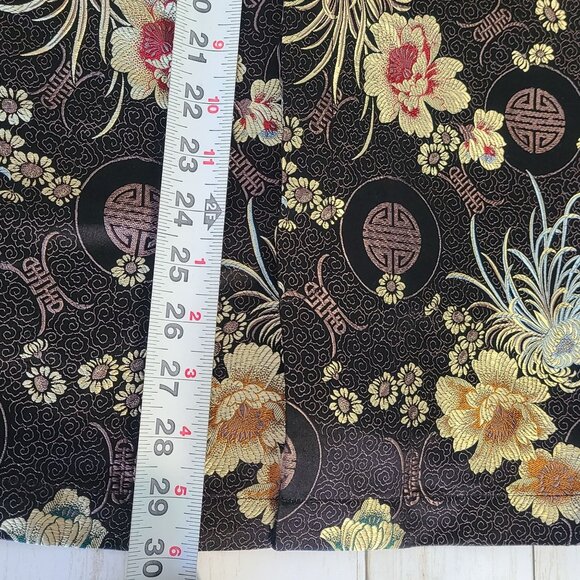 Chicos Silk Blend Asian Print Brocade Kimono Jacket sz 1 / Med Black Gold Artsy - Picture 7 of 10
